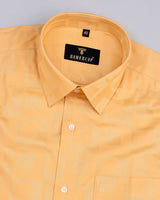 Viper Butterscotch Self Checked Dobby Jacquard Cotton Shirt
