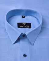 Oyster Sky Blue Classic Amsler Linen Solid Shirt