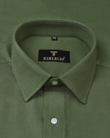 Oyster Olive Green Classic Amsler Linen Solid Shirt