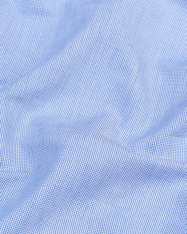 Pirate Blue With White Dotted Dobby Solid Cotton Shirt