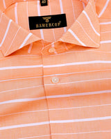 Canary Orange With White Business Stripe Cotton Shirt