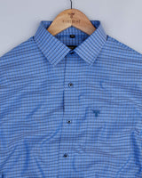 Calix Blue Small Check Premium Cotton Shirt