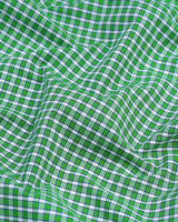 Planet Green With White  Cotton Check Formal Shirt