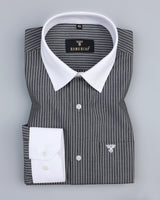 Atlas Black With White Pencil Stripe Oxford Designer Shirt