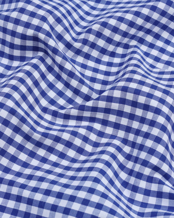 Radon Blue With White Yarn Dyed Check Formal Cotton Shirt