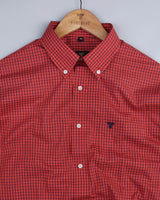 Mars Red Small Check Premium Cotton Shirt