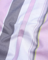 Astrick Pink With White And Gray Weft Stripe Cotton Shirt