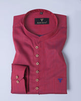 Satin Radical Red Festive Shirt Style Kurta