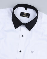 White With Black Hamercop Designer Dobby Cotton Shirt