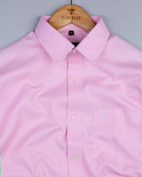 Glacier Pink Micro Check Jacquard Printed Cotton Shirt