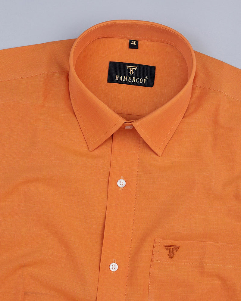 Solitary Shine Orange Luxurious Cotton Linen Shirt