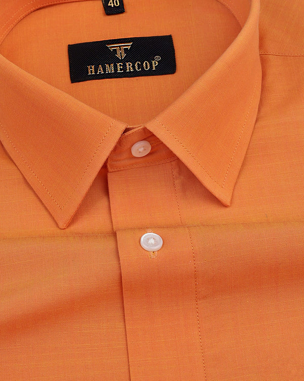 Solitary Shine Orange Luxurious Cotton Linen Shirt