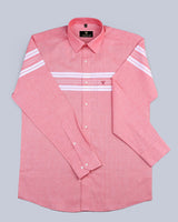 Kelvin Pink With White Weft Stripe Designer Oxford Cotton Shirt