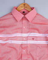 Kelvin Pink With White Weft Stripe Designer Oxford Cotton Shirt