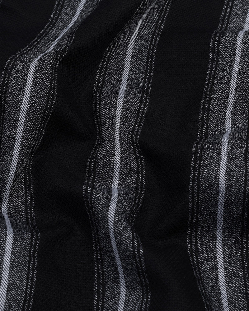 Matrix Black With Gray Weft Stripe Dobby Cotton Shirt