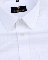 Egret White Self Checked Dobby Jacquard Premium Cotton Shirt
