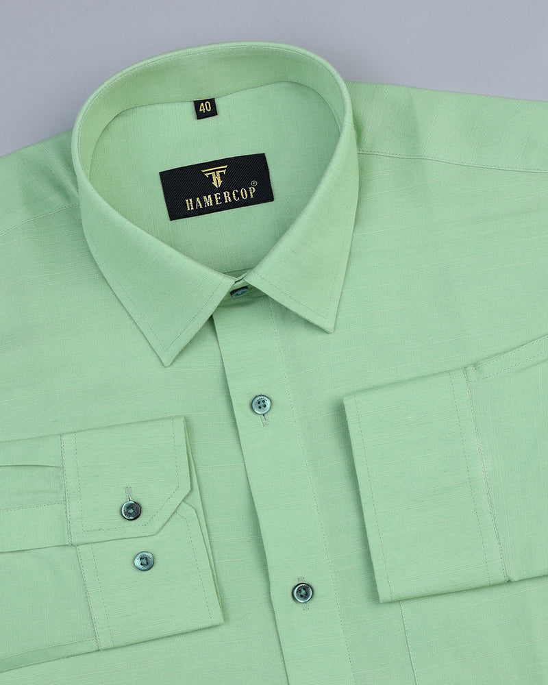 Acron Pista Green Classic Linen Cotton Solid Shirt