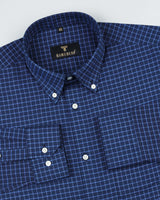 Mentor Blue Self Check Oxford Cotton Business Shirt