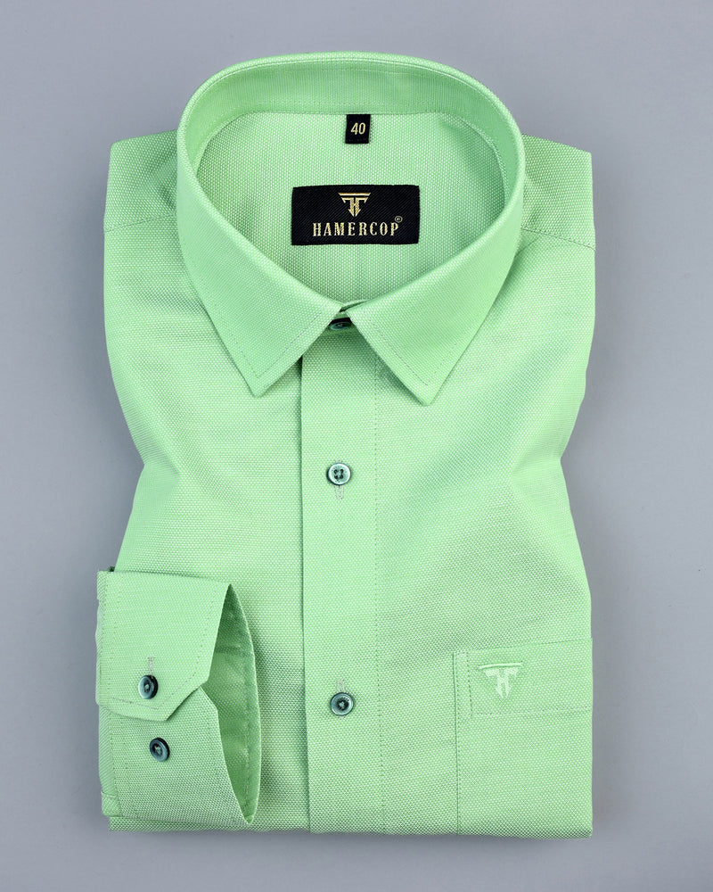 Conch Green With White Dobby Cotton Shirt