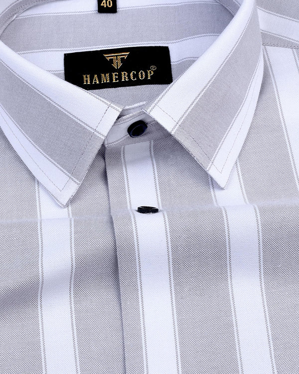 Hamrock Gray And White Stripe Oxford Cotton Shirt