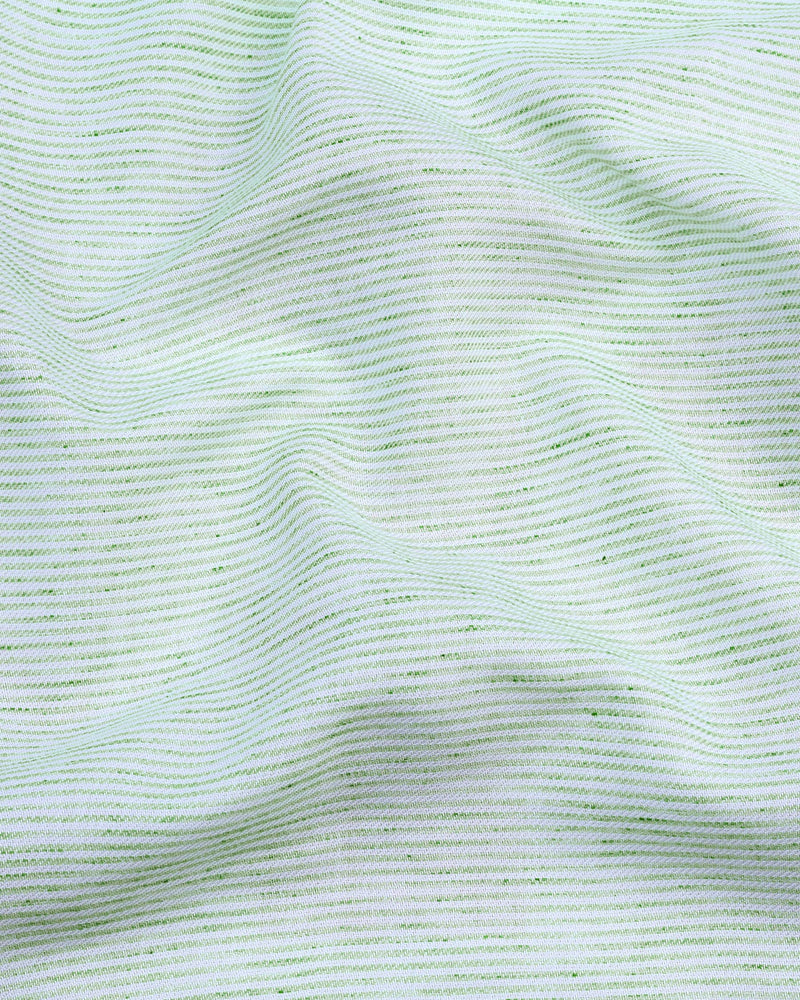 Oracle Green And White Stripe Linen Cotton Designer Shirt