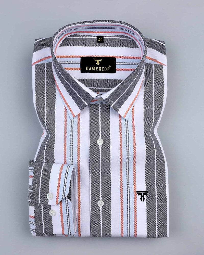Nova Black Multicolored Stripe Oxford Cotton Shirt