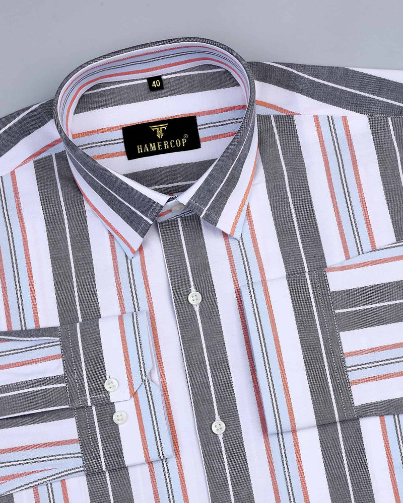 Nova Black Multicolored Stripe Oxford Cotton Shirt