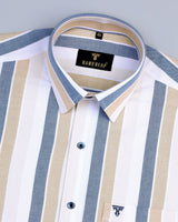Javelin Cream With Blue Stripe Oxford Cotton Shirt
