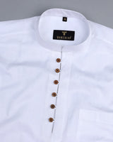 Moon White Designer Self Check Dobby Cotton Shirt Style Kurta