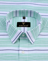 Hybrid Green With White Weft Stripe Oxford Cotton Shirt