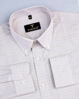 Cream Small Graph Check Premium Cotton shirt