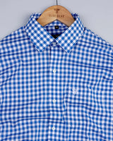 Blue And White Yarn Dyed Check Formal Cotton Shirt