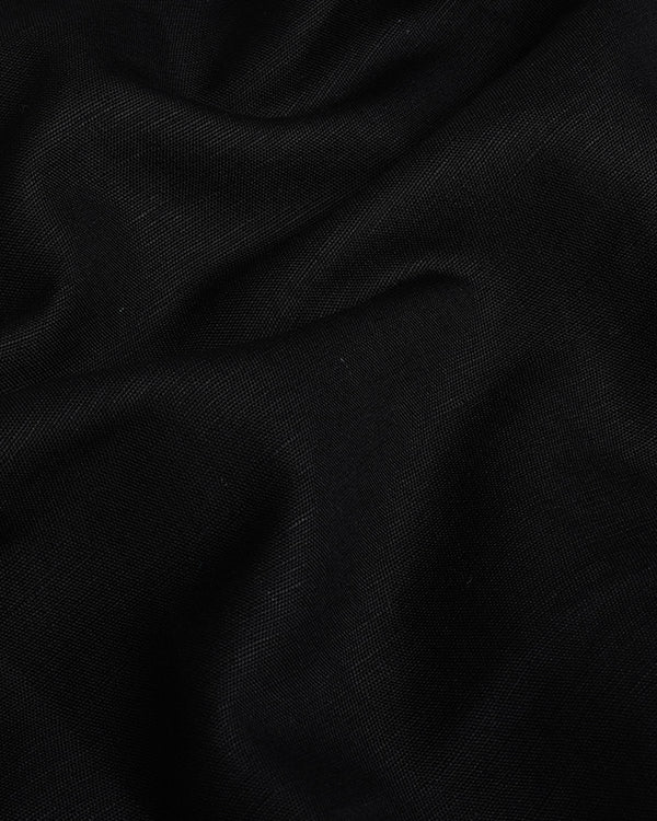 Midnight Black Linen Shirt Style Kurta