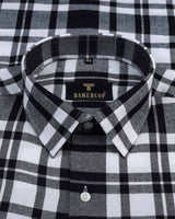 Black With White Twill Cotton Plaid Flannel Check Shirt