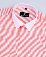 Revival Orange Stripe Seersucker Cotton Designer Shirt