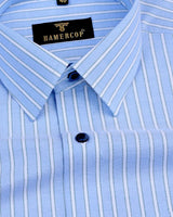 Calico Blue With White Stripe Oxford Cotton Shirt