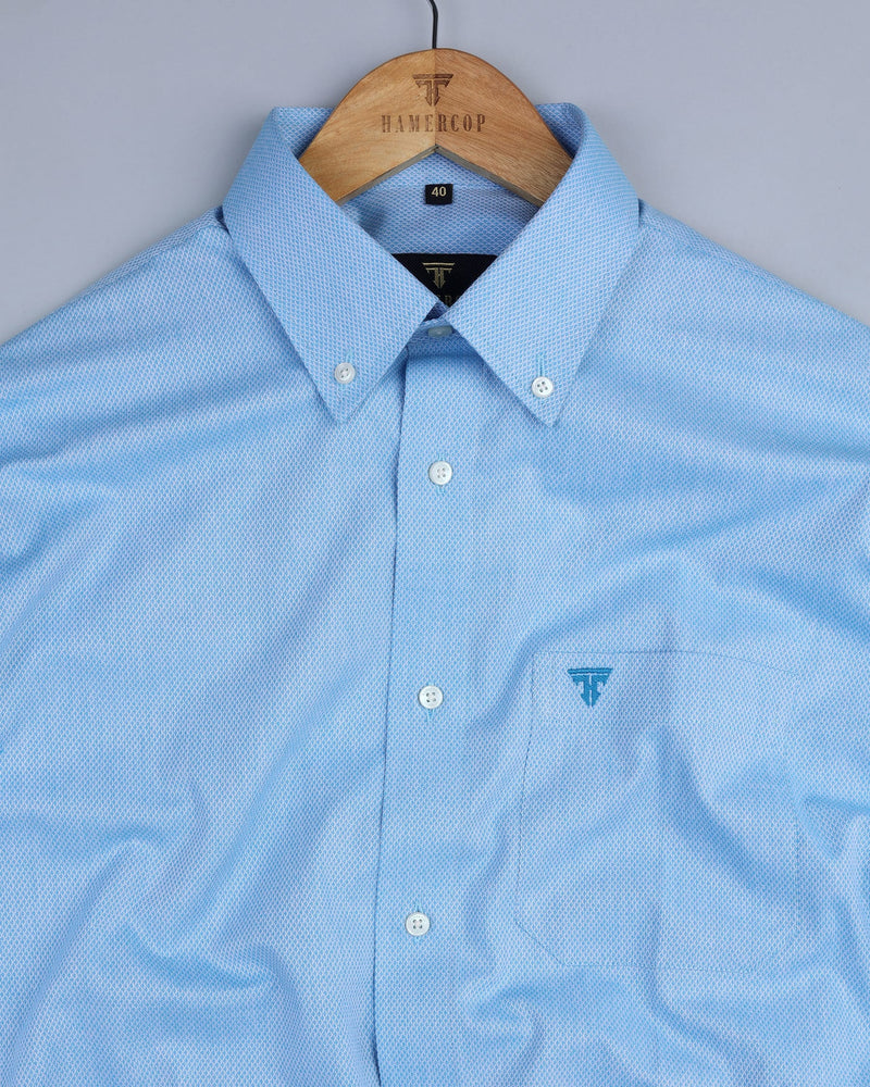 Vision SkyBlue With White Jacquard Dobby Cotton Shirt