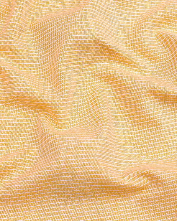 Moccasin Yellow Pencil Stripe Designer Cotton Shirt