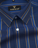 Navyblue With Golden Stripe Formal Cotton Shirt