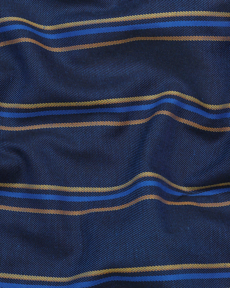 Navyblue With Golden Stripe Formal Cotton Shirt