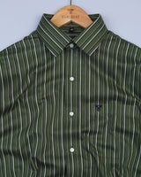 Neem Green With White Stripe Cotton Formal Shirt