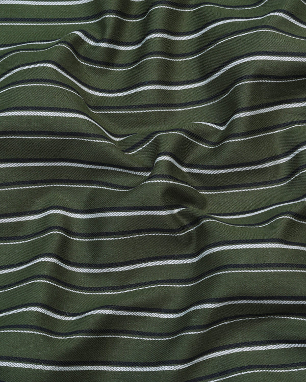 Neem Green With White Stripe Cotton Formal Shirt