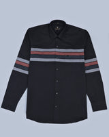 Grease Black Weft Stripe Designer Oxford Cotton Shirt