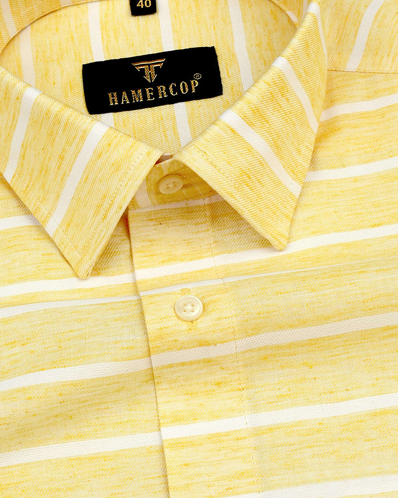 Core Yellow And White Weft Stripe Cotton Shirt