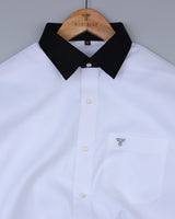 White Dobby Jacquard With Black Cuff Collar Corporate Shirt