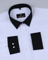 White Dobby Jacquard With Black Cuff Collar Corporate Shirt