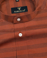 Invert Alloy Orange With Black Dot Printed Stripe Dobby Cotton Shirt