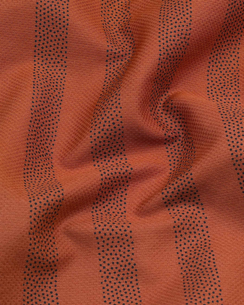 Invert Alloy Orange With Black Dot Printed Stripe Dobby Cotton Shirt