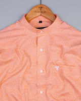 Spiral Orange Pattern Printed Gizza Cotton Shirt