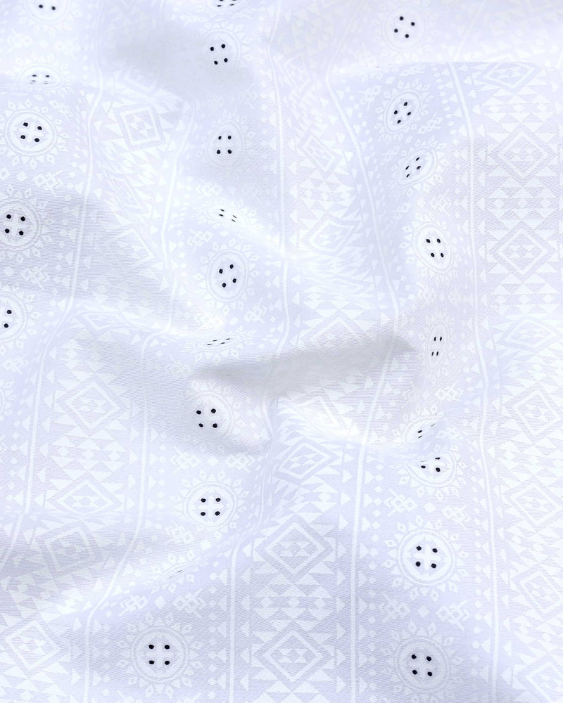 White Ancient Art Printed Premium Cotton Shirt